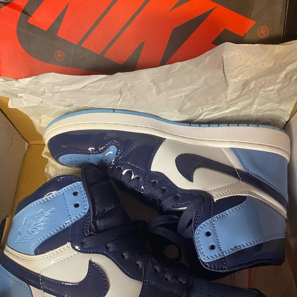 Nike Air Jordan 1 Retro High OG Black White Blue Size 7 Excellent Condition
